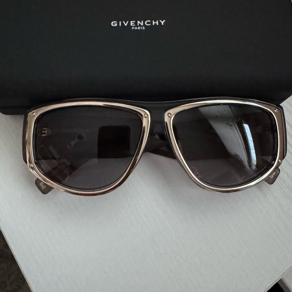 Givenchy Gold Frame Sunglasses with Dark Lenses